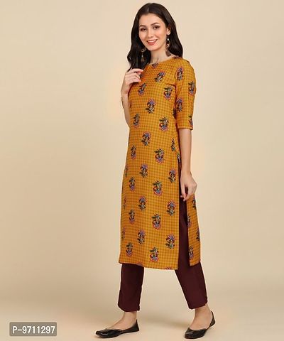 Kurti Pant Set for Women - Crepe Long Straight Printed Kurta with Pant-thumb3