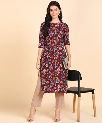 Trendy Crepe A-Line Floral Printed Kurti Bottom Set