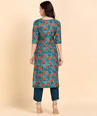 Kurti Pant Set for Women - Crepe Long Straight Printed Kurta with Pant-thumb1