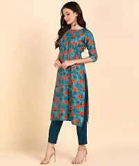 Kurti Pant Set for Women - Crepe Long Straight Printed Kurta with Pant-thumb2