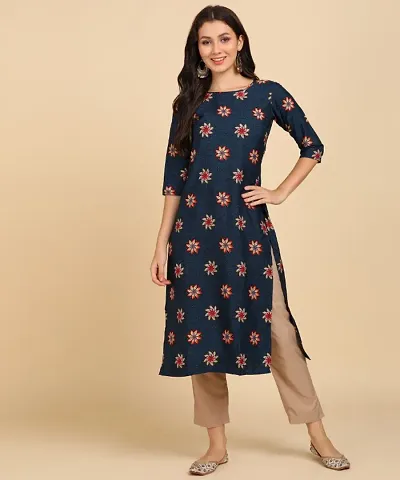 Womens Crepe Long Straight Kurta with Pant