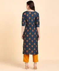 Kurti Pant Set for Women - Crepe Long Straight Printed Kurta with Pant-thumb1