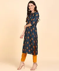 Kurti Pant Set for Women - Crepe Long Straight Printed Kurta with Pant-thumb2