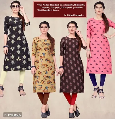 Womens Crepe Straight Cut Kurti ( Combo Pack Of 4 Pcs )