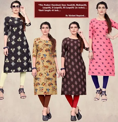 Womens Crepe Straight Cut Kurti ( Combo Pack Of 4 Pcs )