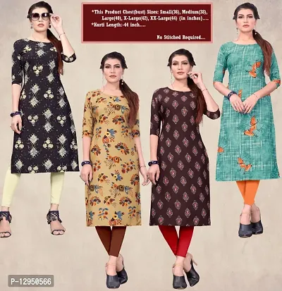 Womens Crepe Straight Cut Kurti ( Combo Pack Of 4 Pcs )-thumb0