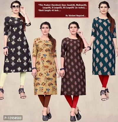 Womens Crepe Straight Cut Kurti ( Combo Pack Of 4 Pcs )