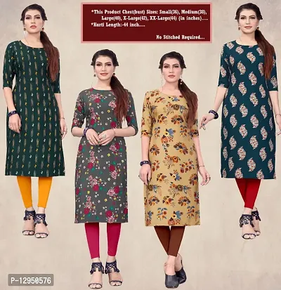 Womens Crepe Straight Cut Kurti ( Combo Pack Of 4 Pcs )