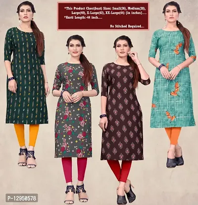 Womens Crepe Straight Cut Kurti ( Combo Pack Of 4 Pcs )