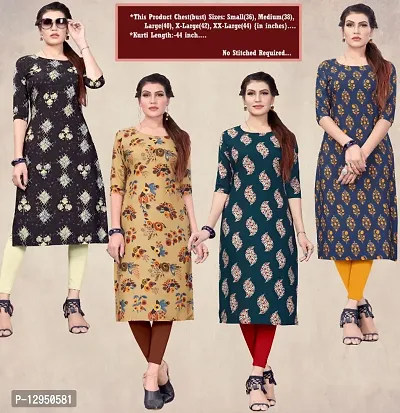 Womens Crepe Straight Cut Kurti ( Combo Pack Of 4 Pcs )