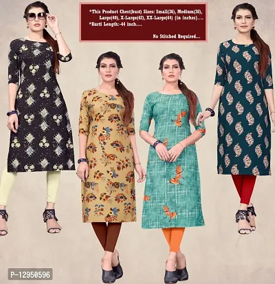 Womens Crepe Straight Cut Kurti ( Combo Pack Of 4 Pcs )