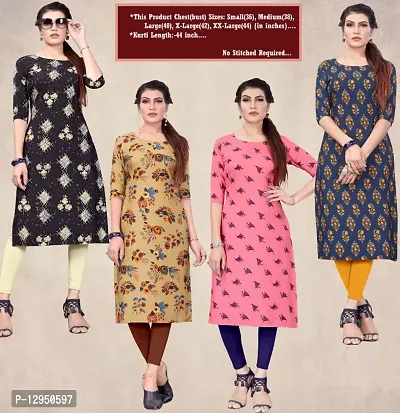 Womens Crepe Straight Cut Kurti ( Combo Pack Of 4 Pcs )