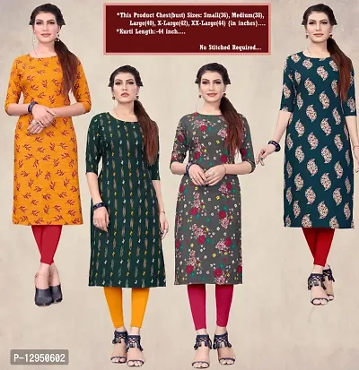 Womens Crepe Straight Cut Kurti ( Combo Pack Of 4 Pcs )