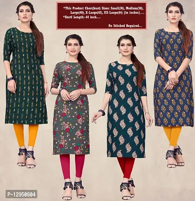 Womens Crepe Straight Cut Kurti ( Combo Pack Of 4 Pcs )