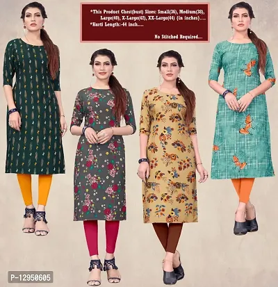 Womens Crepe Straight Cut Kurti ( Combo Pack Of 4 Pcs )