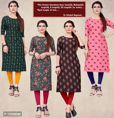 Womens Crepe Straight Cut Kurti ( Combo Pack Of 4 Pcs )