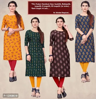 Womens Crepe Straight Cut Kurti ( Combo Pack Of 4 Pcs )