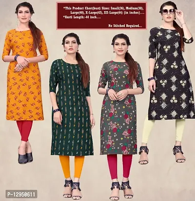 Womens Crepe Straight Cut Kurti ( Combo Pack Of 4 Pcs )