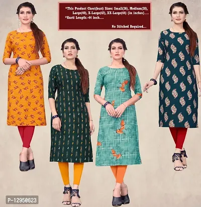 Womens Crepe Straight Cut Kurti ( Combo Pack Of 4 Pcs )