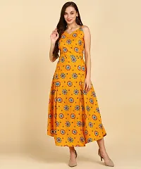 Stylish Crepe Yellow Printed Dress For Women-thumb1