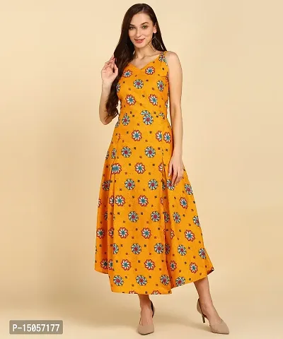 Stylish Crepe Yellow Printed Dress For Women-thumb2