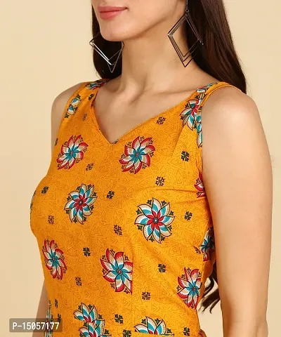 Stylish Crepe Yellow Printed Dress For Women-thumb3