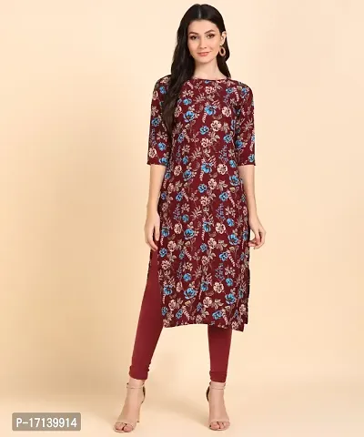 Women Printed Kurta  (Maroon)