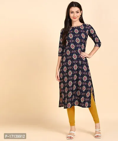 Women Printed Kurta  (Blue)