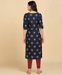 Women Printed Kurta  (Dark Blue)-thumb1