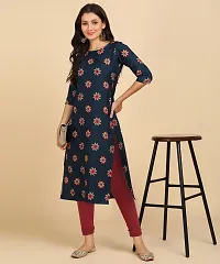 Women Printed Kurta  (Dark Blue)-thumb4