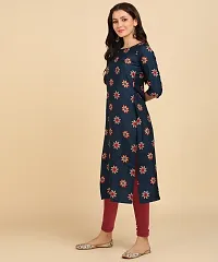 Women Printed Kurta  (Dark Blue)-thumb3