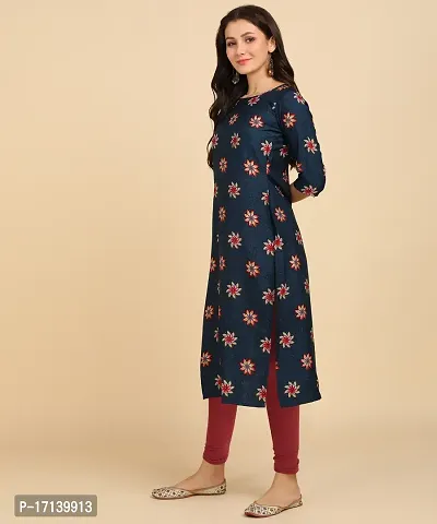 Women Printed Kurta  (Dark Blue)-thumb4