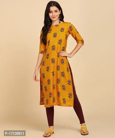 Women Printed Kurta  (Orange)