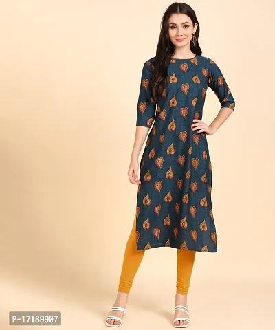 Women Printed Kurta  (Blue)