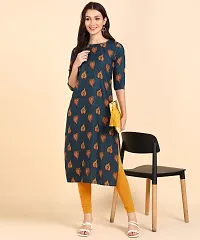 Women Printed Kurta  (Blue)-thumb1