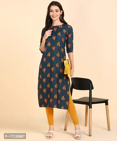 Women Printed Kurta  (Blue)-thumb2