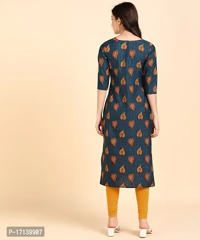 Women Printed Kurta  (Blue)-thumb3