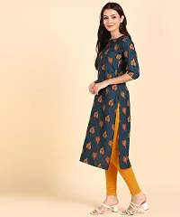 Women Printed Kurta  (Blue)-thumb4