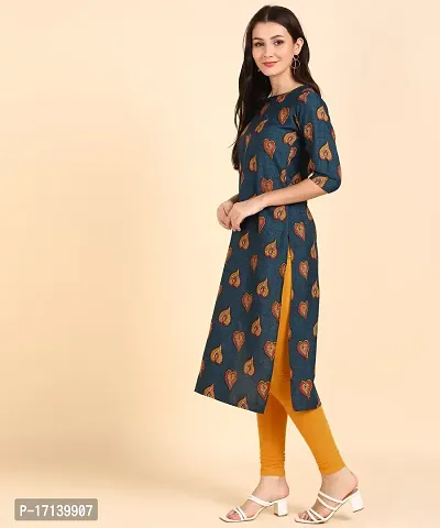 Women Printed Kurta  (Blue)-thumb5