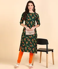 Women Printed Kurta  (Green)-thumb4