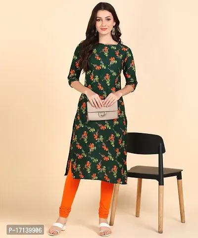 Women Printed Kurta  (Green)-thumb5