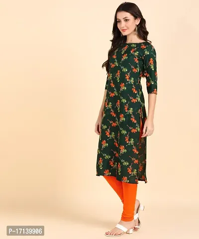 Women Printed Kurta  (Green)-thumb2