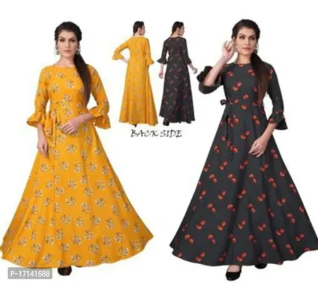 Attractive Crepe Gowns for Women  - Pack of 2-thumb0