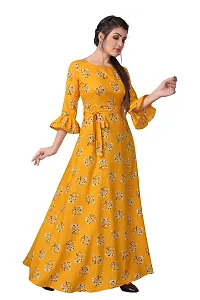 Women's Aline Yellow Color Crepe  Anarkali Gown-thumb1
