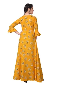 Women's Aline Yellow Color Crepe  Anarkali Gown-thumb3