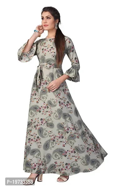 Womens Aline Grey Color Crepe Anarkali Gown-thumb2