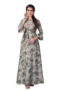 Womens Aline Grey Color Crepe Anarkali Gown-thumb2