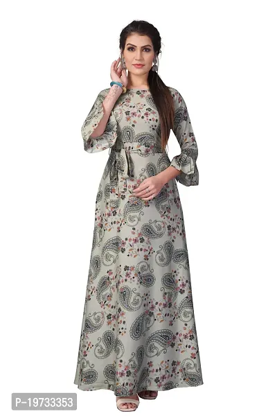 Womens Aline Grey Color Crepe Anarkali Gown-thumb3