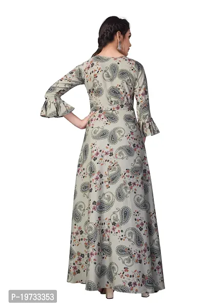 Womens Aline Grey Color Crepe Anarkali Gown-thumb4