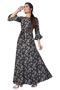 Womens Aline Black Color Crepe Anarkali Gown-thumb1